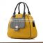 S494-B2545 luxury ostrich cow leather bag with patent leather lady handbags for wholesale