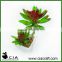 PVC White Fake Ceramic Potted Plant Mini Succulent in Square Bonsai Pot
