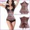 Vintage Overbust Corsets with Zipper Brown Women Corset Trainer Top