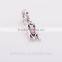 S098 Alphabet MoM Letter Swing Charm, Pink Heart Diamond Dangle Pendant