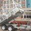 fully hot deep galvanized 1 ton tipping trailer ,dump wagon, tandem axles with battary oil tank and wire mesh fence