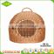 Wicker cat product portable house shaped willow cat basket with mat