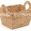 Water hyacinth rectangular laundry basket with hole handle