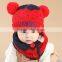 High Quality Fashion Korean Golden Crown Applique Knitted Kids Baby Hat Scarf Set