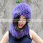CX-C-01F Genuine Fox Fur Knitted Hats and Scarf Sets