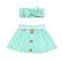 Latest Designer Cotton Skirt Kids Girl Short Dresses Matching Headband Sets