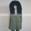 Myfur Black Sheep Fur Lining Mongolian Lamb Fur Hood Green Parka Jackets