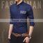 Unique men long sleeve cotton shirt with print in the pocket