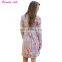 Latest fashion long sleeve A-line boho style floral print tunic dress
