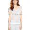 women short sleeve V-neck slim stitch V-neck pullover top blouse