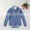 Ladies enzyme wash denim shirt long sleeve custom cotton shirt women