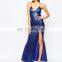 2015 New Trendy Women's Sequin Embellished Spaghetti Strap High Split Long Sexy Club Party Evening Dresses