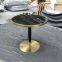 Modern marble top golden chrome base tea table for cafe