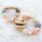 Crochet Beads Baby Pacifier Clip Chain Wood Teething Ring Toys Set