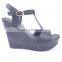 Latest design china cheap women shoes summer snake print wedge buckle sandals