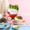 Cartoon dishes set creative grid plate children's household dishes ceramic tableware