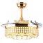 Modern New Dimmable 42inch Crystal Ceiling Fan with Lights Remote Invisible Retractable Chandelier Fan Light