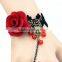 European and American retro black creative adjustable bracelet lace with flower ring arm jewellery set for ladies