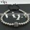 2016 Latest Fashion beaded wrap bracelet braid bracelet with steel beads bracelet