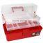 LAOA 14.5 red color Inch transparent plastic tool box with drawer