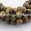 2.0mm Large Hole Hot Selling Round Matte Yellow Tiger Eye Gemstone Loose Beads Approximate 15.5 Inch