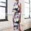 Top selling wholesale digital printed grid polyester woven evening dress fabric