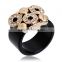 Retro Jewelry 18k Gold GP Austrian Crystal Black Boho Ring