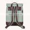 14 inch tea green laptop canvas rucksack School canvas backpack Backpack for schoo Canvas backpack with leather