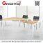 modern design office meeting table with white powder coated metal leg