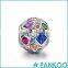 925 Sterling Silver Colorful Rainbow Openwork Charms bead Fit Pankoo Bracelet