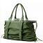 Green Genuine Leather Handle Bag Travel Kit Bag Customised Women Tote Bag