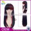 Cheap high heat resistant mix color red synthetic long cosplay wig with bangs