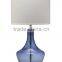Best selling decorative table lamp modern bedside clear blue glass white shade table lamp