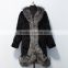 MF1 wholesale mink fur coat with fox fur trim