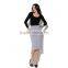 Pretty steps 2015 grey cotton fabric knee length lady day skirt fashion designs