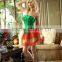 free sample Cheap green christmas dress with belt for women sexy santa clause costume for adults