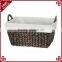 Black dyeing water hyacinth woven deep basket of dirty laundry with liner