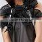 Summer Dress For Women Black Lightweight Organza Contrast Lining Crew Neck Bow Detail Midi Organza Dress
