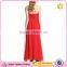 New Style Red Women Strapless Off Shouder Chiffon Fabric Flow Party Dress