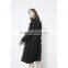 2018 fashion women classical black plain collar belted long trench coat