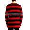 crew neck long sleeve acrylic pullover purl knit mens red and black striped sweater