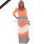 New Color Block Three Quarter Sleeve Dresses Women Summer Casual