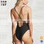 Custom factory women swimsuit 2017 print black one piece swimsuit