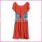 chiffon dress jeans high-waist ropeable eyes dress plicated sleeves long dress