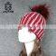 Lady Size Real Toque Racoon Fur Large Pom Pom Beanie Hats Knitted Hat Fur Pompom
