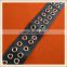 Latest black leather ribbon tape with eyelet ring custom blet leather webbing