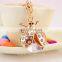 Cute gold plated crystal beetle metal car keychain