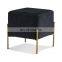 Modern square elegant Ottoman with metal legs velvet stool for bedroom