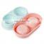 Macarons plastic double bowl large dog food water bowl