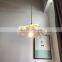 Nordic brass glass lamp restaurant bedroom pendant light glass leaf chandelier ceiling lamp